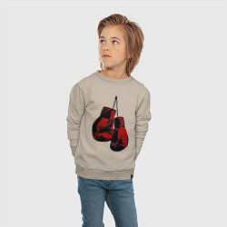Свитшот хлопковый детский Боксерские перчатки, цвет: миндальный — фото 2