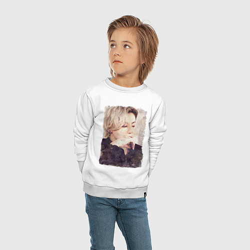 Детский свитшот Задумчивый Чонгук / Белый – фото 4