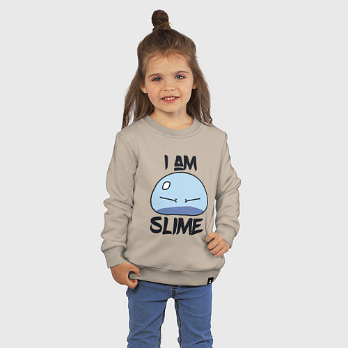 Детский свитшот I AM SLIME, Я СЛИЗЬ / Миндальный – фото 3