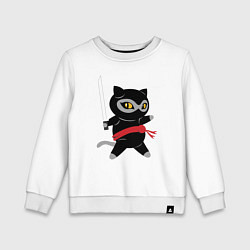 Свитшот хлопковый детский Ninja Cat, цвет: белый