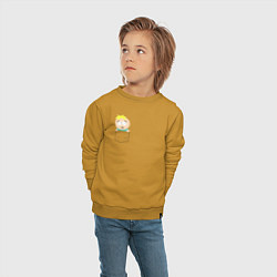 Свитшот хлопковый детский Баттерс в кармане, цвет: горчичный — фото 2