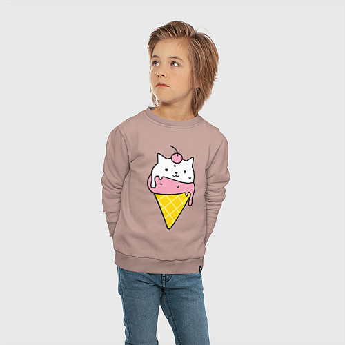 Детский свитшот Ice Cream Cat / Пыльно-розовый – фото 4