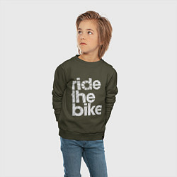 Свитшот хлопковый детский Ride the bike, цвет: хаки — фото 2