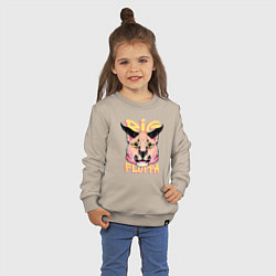 Свитшот хлопковый детский Big Cat Floppa, цвет: миндальный — фото 2
