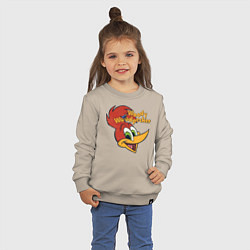 Свитшот хлопковый детский Дятел Вуди потертый логотип, цвет: миндальный — фото 2