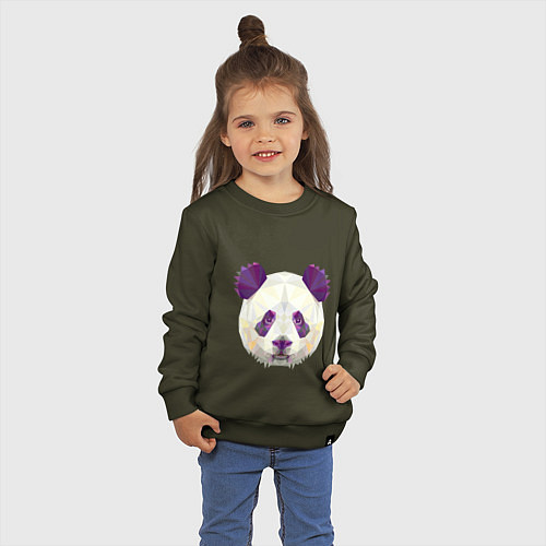 Детский свитшот Фиолетовая панда / Хаки – фото 3