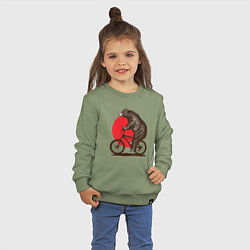 Свитшот хлопковый детский Медведь на велосиеде, цвет: авокадо — фото 2