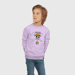 Свитшот хлопковый детский Веселый Роджер Луффи One Piece, цвет: лаванда — фото 2