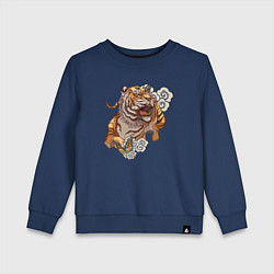 Свитшот хлопковый детский Год тигра, цвет: тёмно-синий