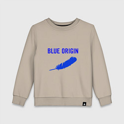 Свитшот хлопковый детский Blue Origin logo перо, цвет: миндальный