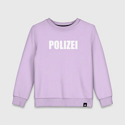 Свитшот хлопковый детский POLIZEI Полиция Надпись Белая, цвет: лаванда
