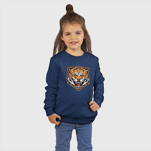 Детский свитшот Грозный тигр / Тёмно-синий – фото 3