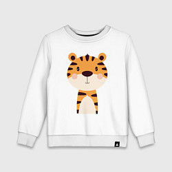 Свитшот хлопковый детский Cartoon Tiger, цвет: белый