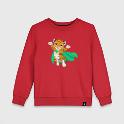 Свитшот хлопковый детский Тигр Супергерой, цвет: красный