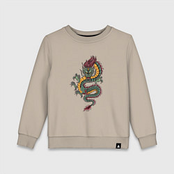 Свитшот хлопковый детский Зелёный китайский дракон, цвет: миндальный