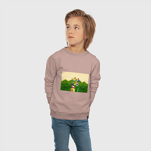 Детский свитшот Mario Coins / Пыльно-розовый – фото 4