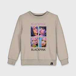 Свитшот хлопковый детский BLACKPINK черно-розовые, цвет: миндальный