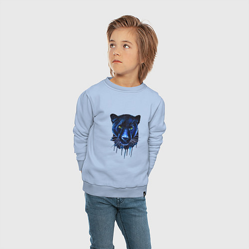 Детский свитшот Голова пантеры потекшая краска / Мягкое небо – фото 4