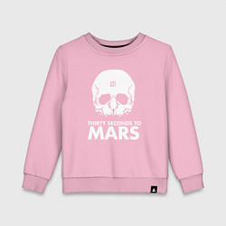 Свитшот хлопковый детский 30 Seconds to Mars белый череп, цвет: светло-розовый