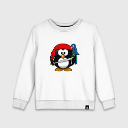 Свитшот хлопковый детский Пингвин пират, цвет: белый