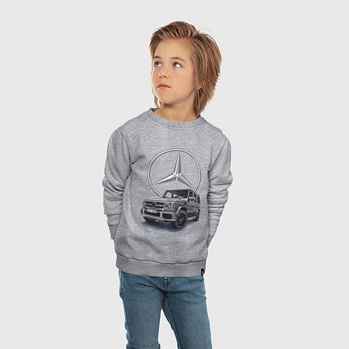 Детский свитшот Mercedes Gelendwagen G63 AMG G-class G400d / Меланж – фото 4