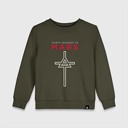 Свитшот хлопковый детский 30 Seconds To Mars, logo, цвет: хаки