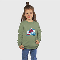 Свитшот хлопковый детский Колорадо Эвеланш логотип, цвет: авокадо — фото 2
