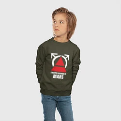 Свитшот хлопковый детский 30 Seconds To Mars Logo, цвет: хаки — фото 2
