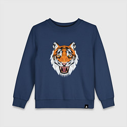 Свитшот хлопковый детский Свирепый тигр стиль low poly, цвет: тёмно-синий