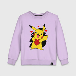 Свитшот хлопковый детский ПИКАЧУ И СЕРДЕЧКО POKENON PIKACHU LOVE, цвет: лаванда