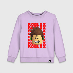 Свитшот хлопковый детский ROBLOX RED LOGO LEGO FACE, цвет: лаванда