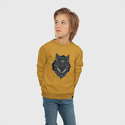 Свитшот хлопковый детский ЭТНИЧЕСКАЯ ЛИСА, АБСТРАКЦИЯ, цвет: горчичный — фото 2