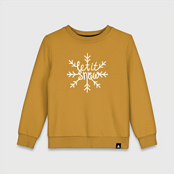 Свитшот хлопковый детский Snowflake Let it snow, цвет: горчичный