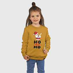 Свитшот хлопковый детский Corgi Ho ho Ho, цвет: горчичный — фото 2