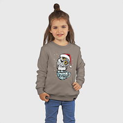 Свитшот хлопковый детский X-mas Owl, цвет: утренний латте — фото 2