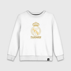 Свитшот хлопковый детский Real Madrid gold logo, цвет: белый
