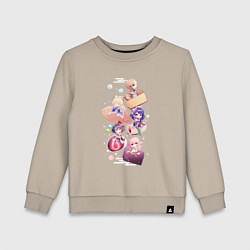 Свитшот хлопковый детский Чиби Инадзума, цвет: миндальный