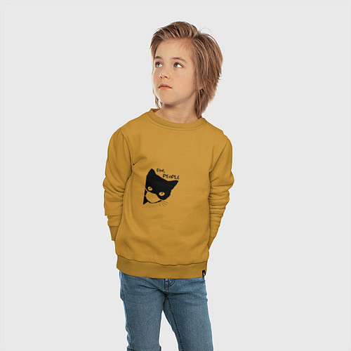 Детский свитшот Кот в маске / Горчичный – фото 4