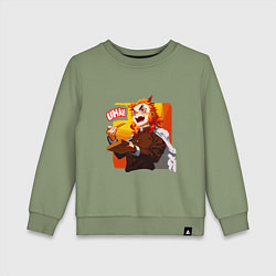Свитшот хлопковый детский Вкусно говорит Ренгоку , Клинок рассекающий демоно, цвет: авокадо