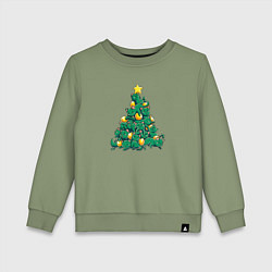 Свитшот хлопковый детский Christmas Tree Made Of Green Cats, цвет: авокадо