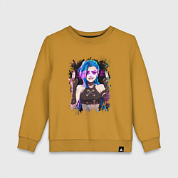Свитшот хлопковый детский JINX SHOOT ARCANE LOL, цвет: горчичный