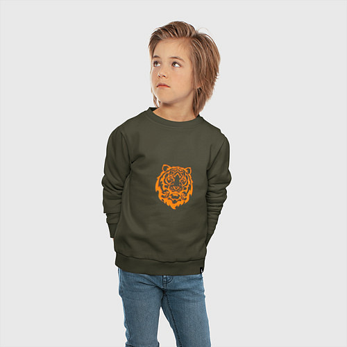 Детский свитшот Символ года тигренок оранжевый / Хаки – фото 4