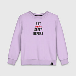 Свитшот хлопковый детский Eat оливье Sleep Repeat, цвет: лаванда
