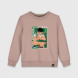 Свитшот хлопковый детский Ван-Пис One Piece, Зоро Ророноа Zoro Roronoa с над, цвет: пыльно-розовый