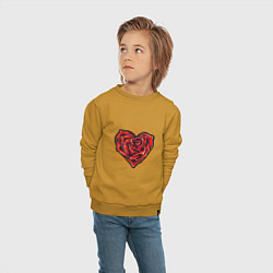 Свитшот хлопковый детский Роза в сердце, цвет: горчичный — фото 2