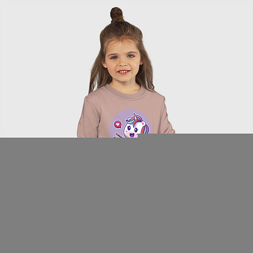 Детский свитшот Единорожка за принятием пищи / Пыльно-розовый – фото 3