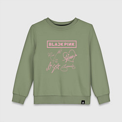 Свитшот хлопковый детский BLACKPINK АВТОГРАФЫ БЛЭКПИНК, цвет: авокадо