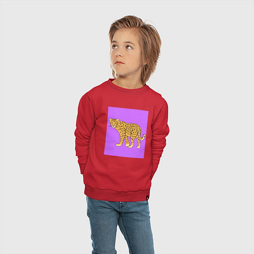 Детский свитшот Леопард на лиловом / Красный – фото 4