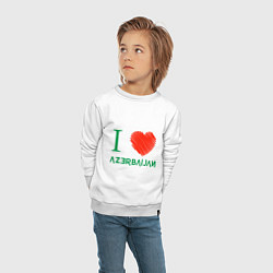 Свитшот хлопковый детский Love Azerbaijan, цвет: белый — фото 2