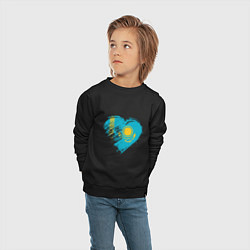 Свитшот хлопковый детский Сердечко Казахстана, цвет: черный — фото 2